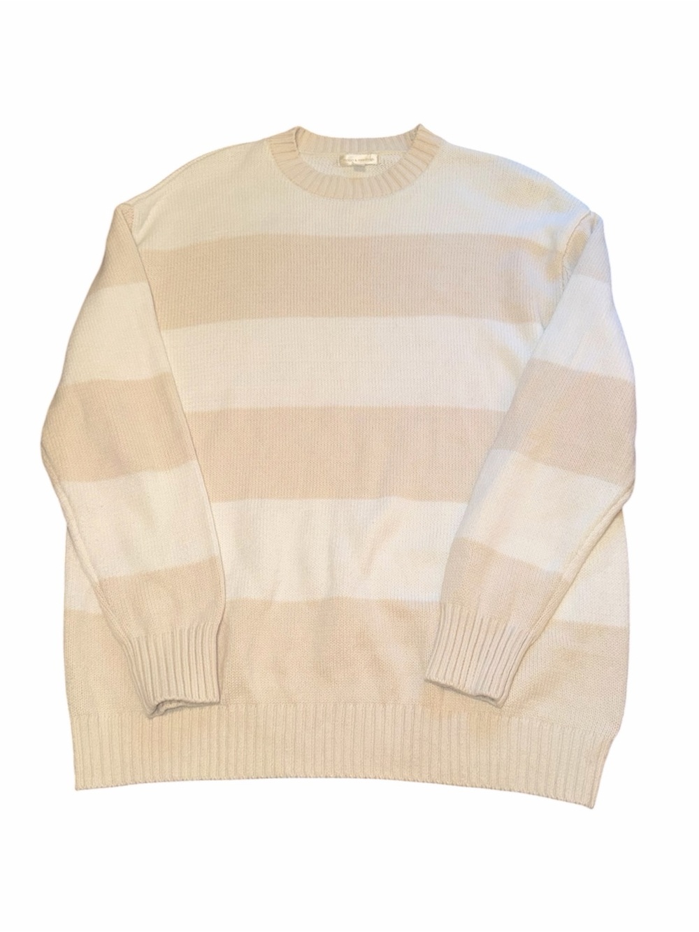 moon & madison Striped Crewneck Sweater in Cream and Beige